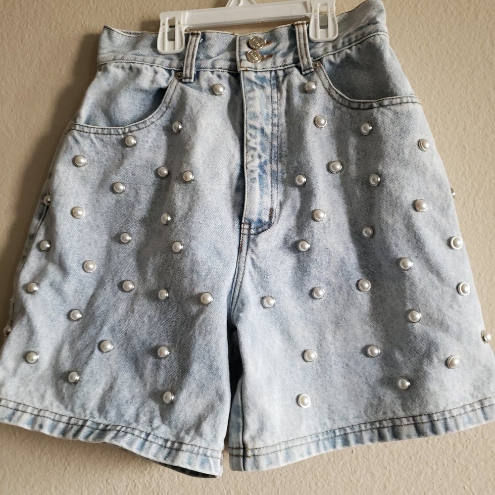 Rare IOU Crop Denim Vintage 80's Short Size 9